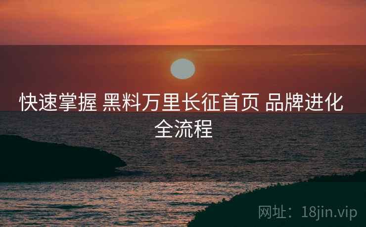 快速掌握 黑料万里长征首页 品牌进化 全流程